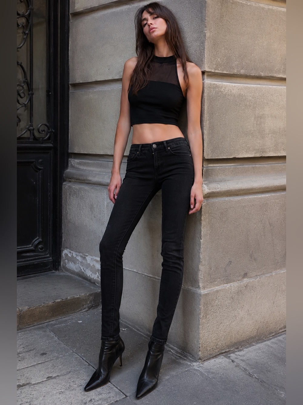 River Island Molly Black Stretch Skinny Jeans US 2 XS Ankle Y2K Indie Sleaze